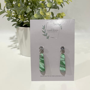 Green and Aqua Marble - Charm Stud Diamond Drops