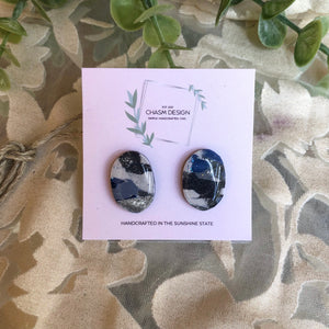 Blue and Gray Marble Studs