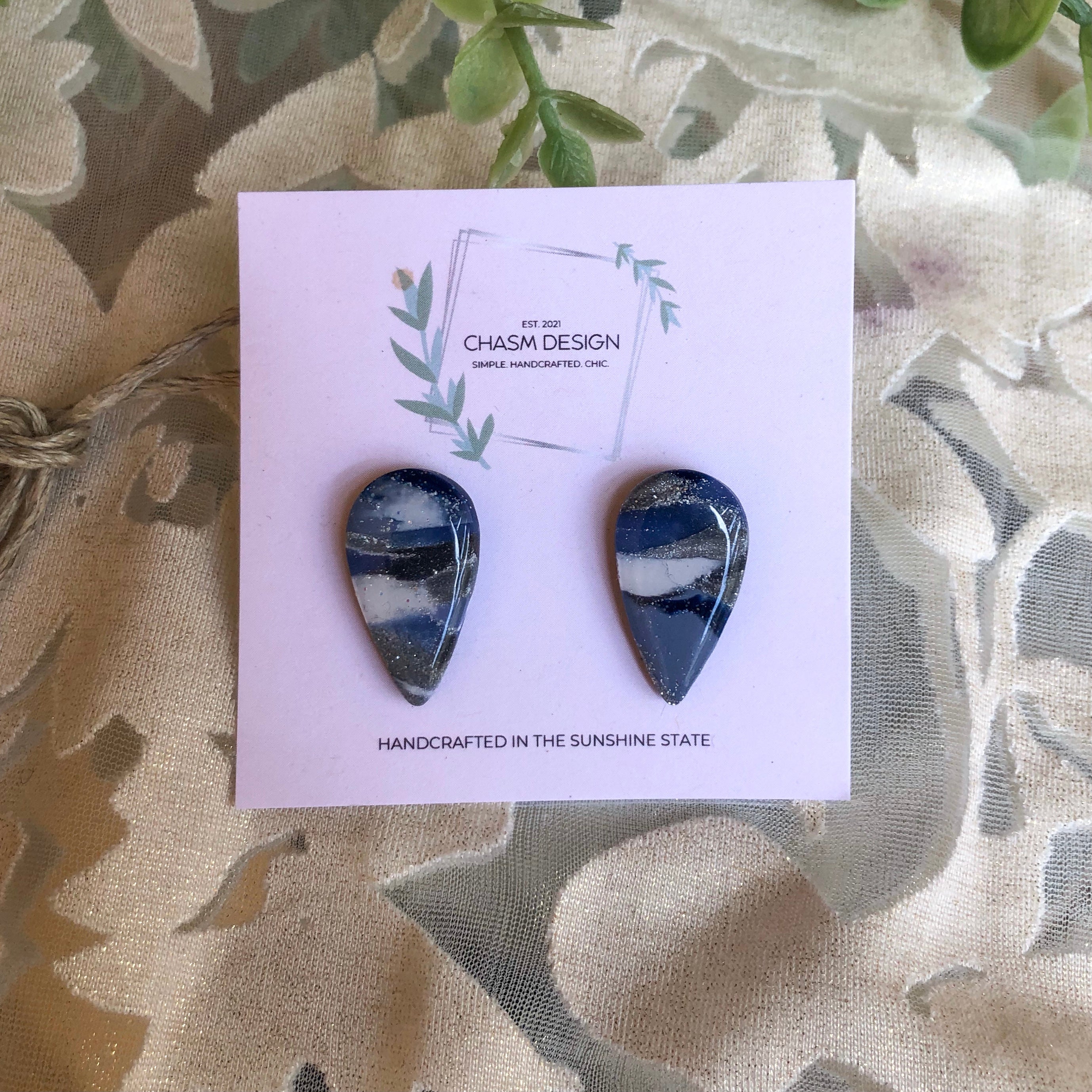 Blue and Gray Marble Studs