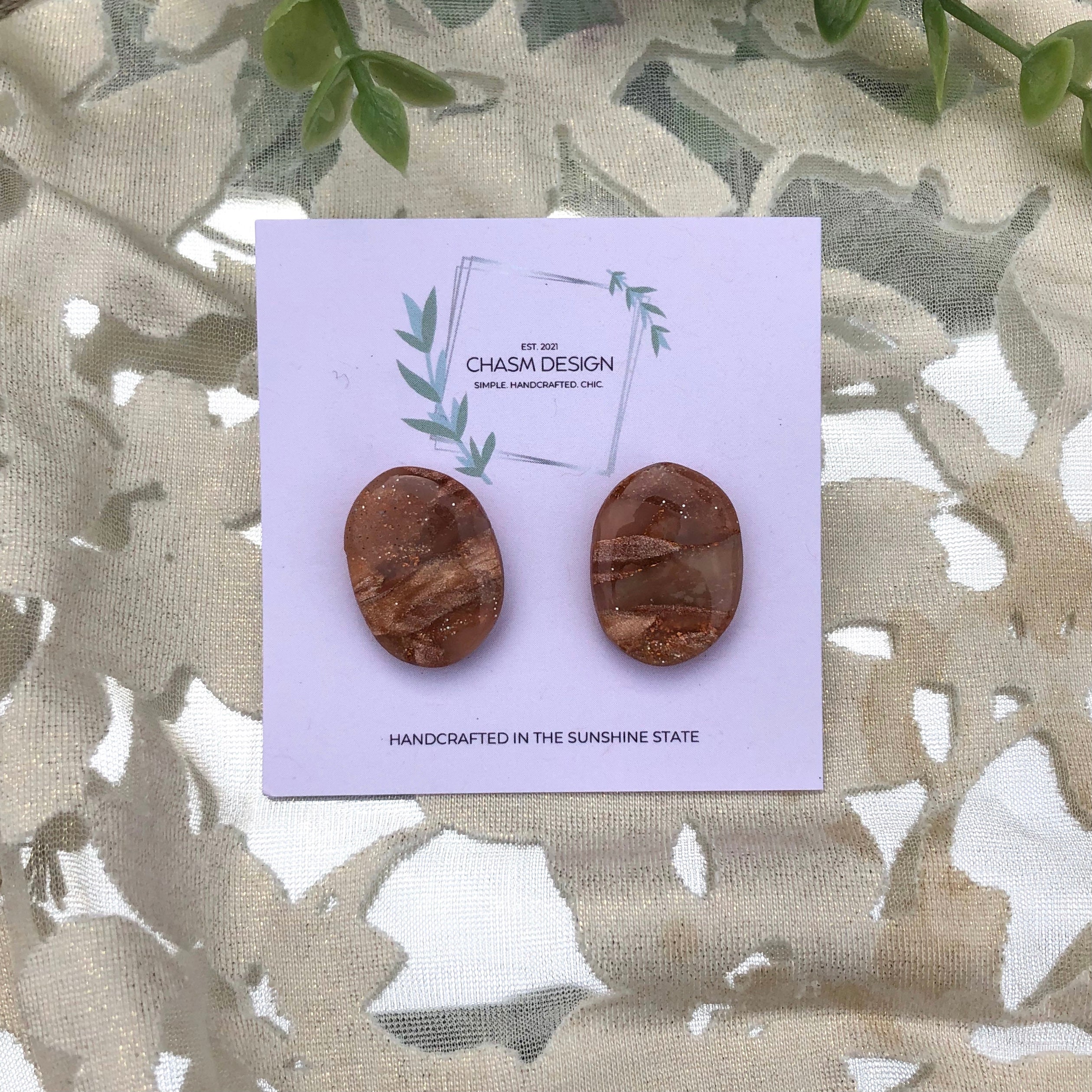 Rose Gold Marble Studs