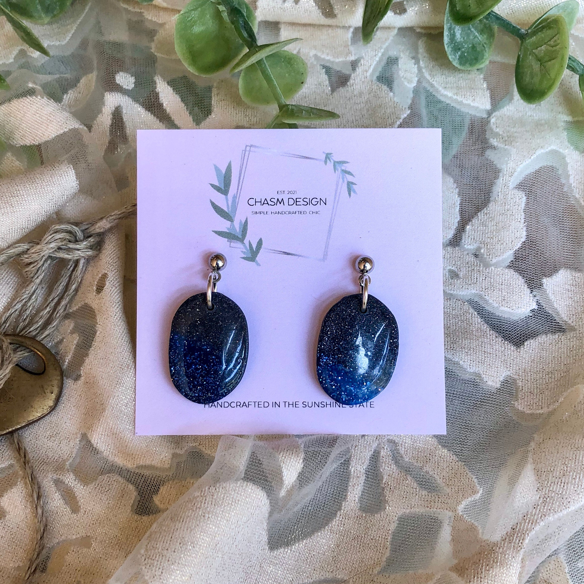 Blue and Gray Marble Dangles