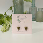 Cargar imagen en el visor de la galería, Gold and Black Marble - Tiny Triangle Studs
