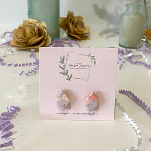 Pink and Purple Marble - Mini Diamond Studs