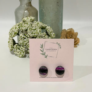 Purple, Gray, and Black Marble - Mini Circle Studs