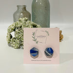 Cargar imagen en el visor de la galería, Royal Blue Marble - Mini Hexagon Studs
