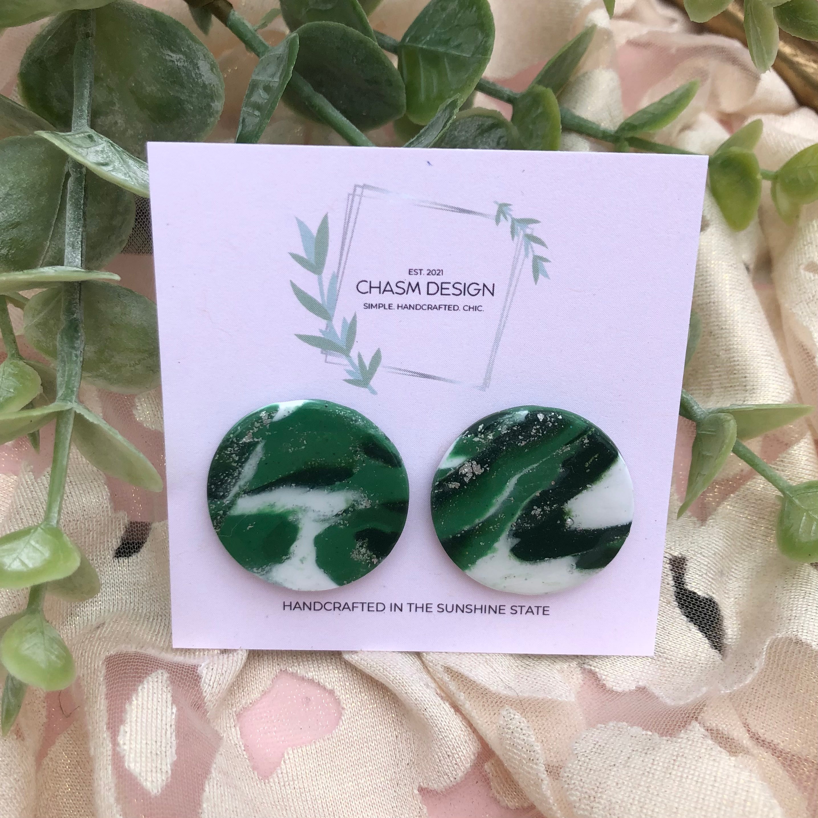 Green Marble Studs